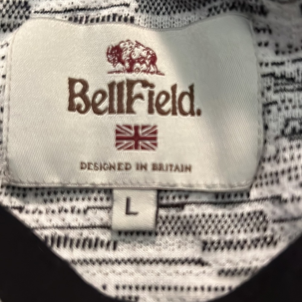 BELLFIELD Men’s Hewitt Jacquard Print T-Shirt White gray and black size large - Picture 8 of 12